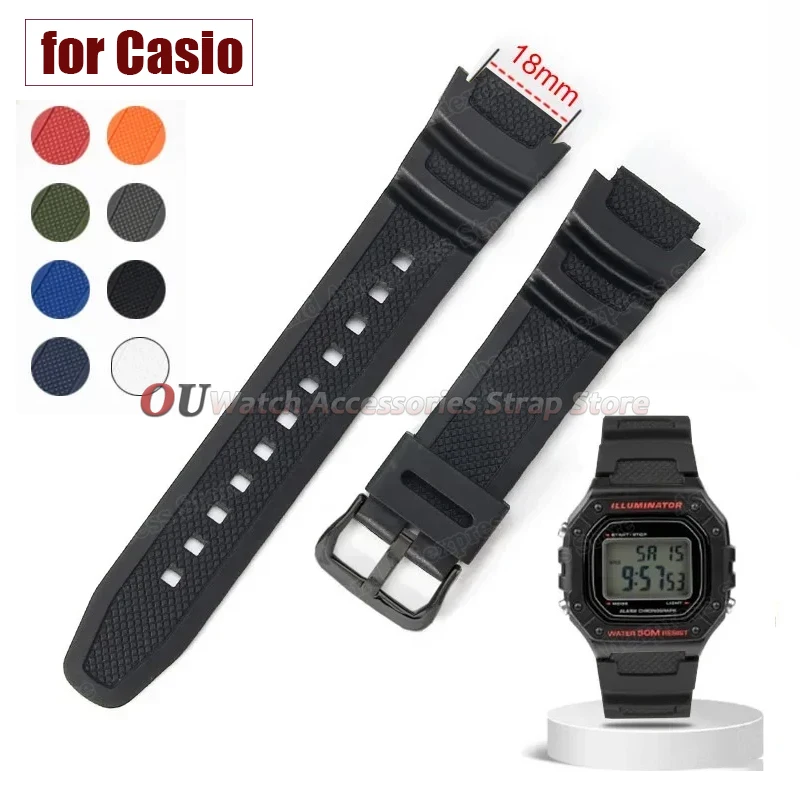 Silicone Watch Strap 18mm for Casio for W218H/AE-1200/1100/SGW-300/400/MRW-200 Band Resin Rubber Bracelet Sport Diving Wristband