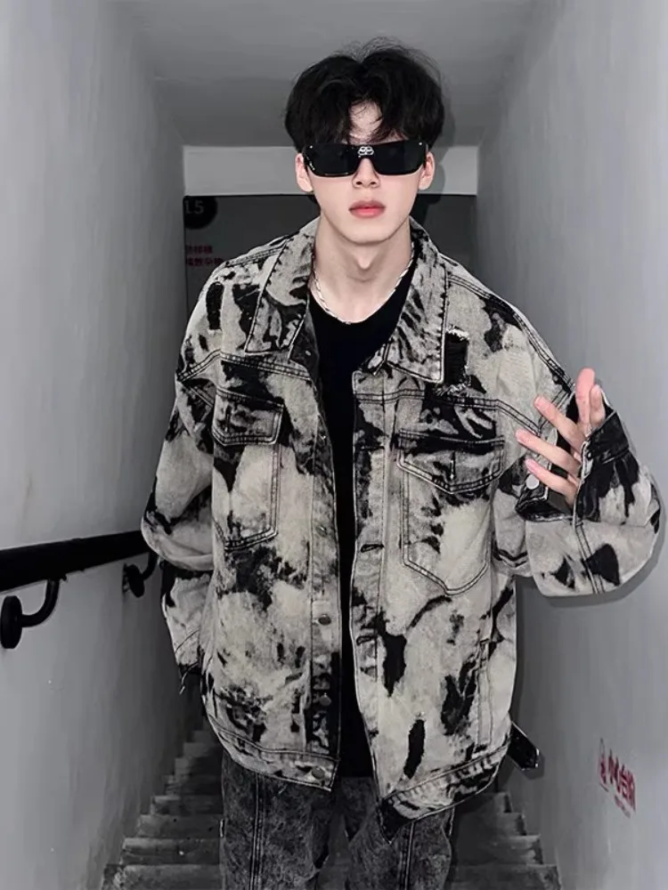 

American Sle Tie Dye Denim Jaet Men's Spring Autumn New High Sensation Cool Vintage Jaet Trendy Brand Jeans Jaet