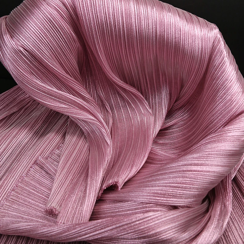 Metallic Pearlescent Miyake Pleated Fabric for Wedding Styling Stage Decoration Dress Fashion Designer DIY Material