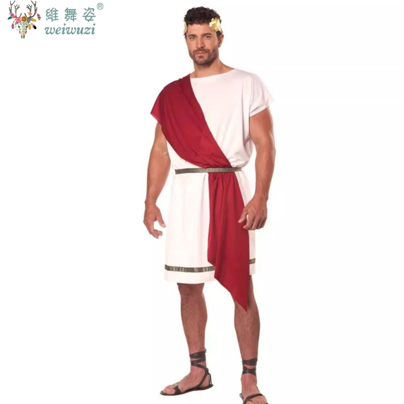 할로윈 커플 성인 남녀 고대 그리스 신화 의상 로마 이집트 전사 격투사 코스프레 의상 카니발 플라워 파티 드레스 의상 손목 벨트 세트 흰색 주조 순수하고 우아한 갈색 벨트 그려 힘 있는 양감 남자 의상 양강 한 기운 발산 패션 독특하고 매혹적인 매력 여자 의상 부드럽고 아름다운 몸짓 우아하고 호탕한 로마 도시 국가에 있는 듯 고전과 현대가 교차하는 화려한 악장