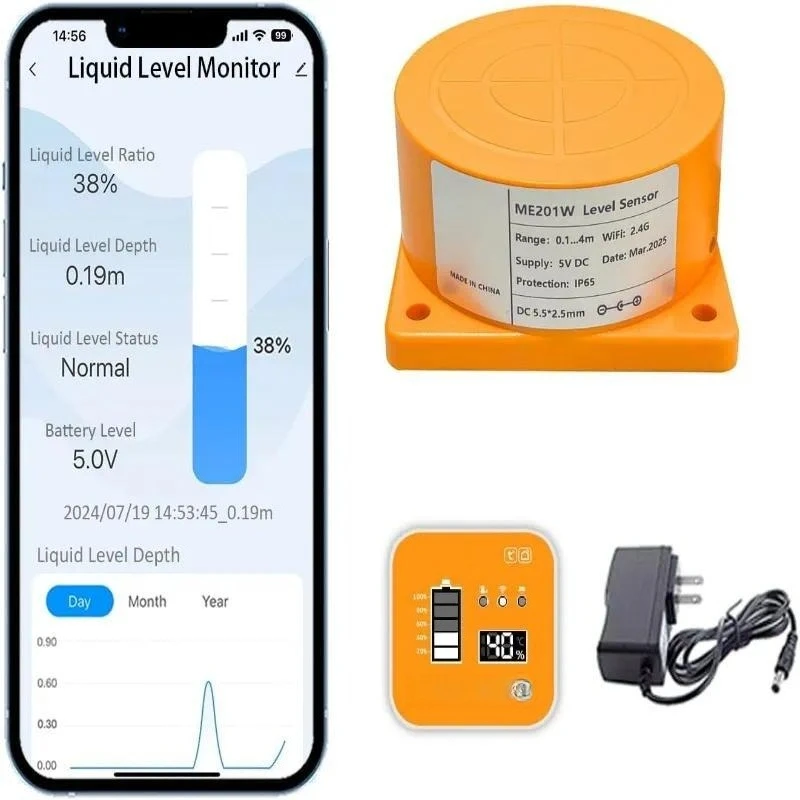 ME201R Ultrasonic Water Level Sensor Smart Water Tank Liquid Level Monitor Detector