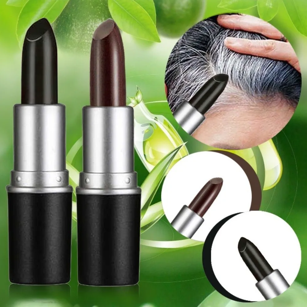 Black Brown One-Time Hair Dye Instant Lipstick Style Hair Dye Pen Temporary Cover Up White Hair Color Cream Stick Beauty Tool