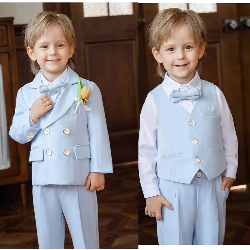 

Boys Piano Ceremony Costume Children Blue Elegant Photography Suit Kids Birthday Wedding Party Dress Performance Stage Tuxedo