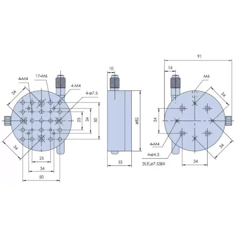 Manual Rotary Stage 360° Turntable R‑Axis Manual Indexing Sliding Table PT‑SD206 Precision Positioning Adjustment Platform