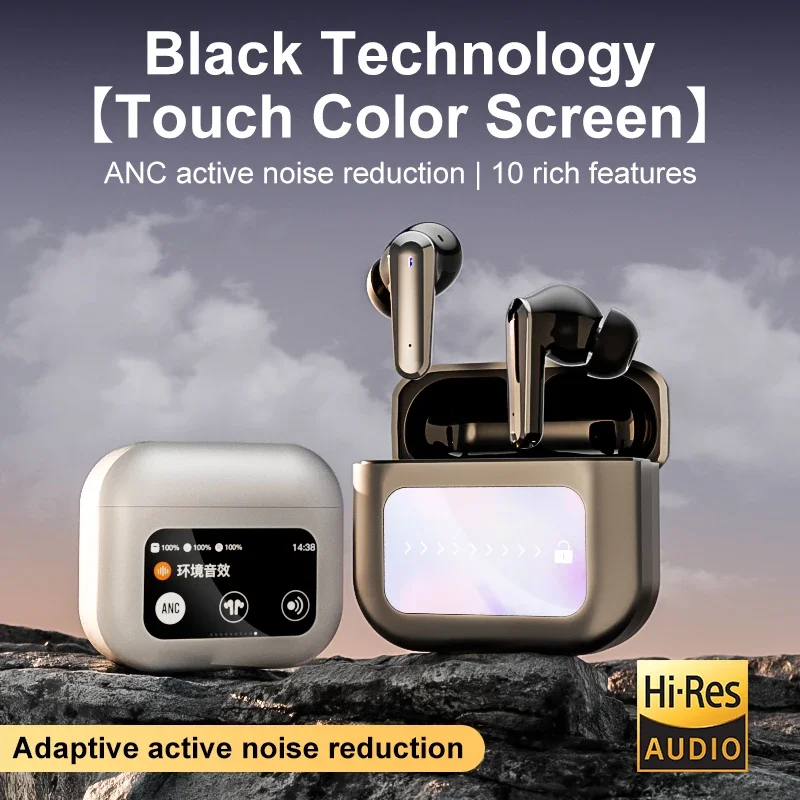 Wireless Bluetooth LCD Color Touch Screen Noise Reduction Headphones 3D Sound Effect Quality and 8 Hours Battery Life Earphone