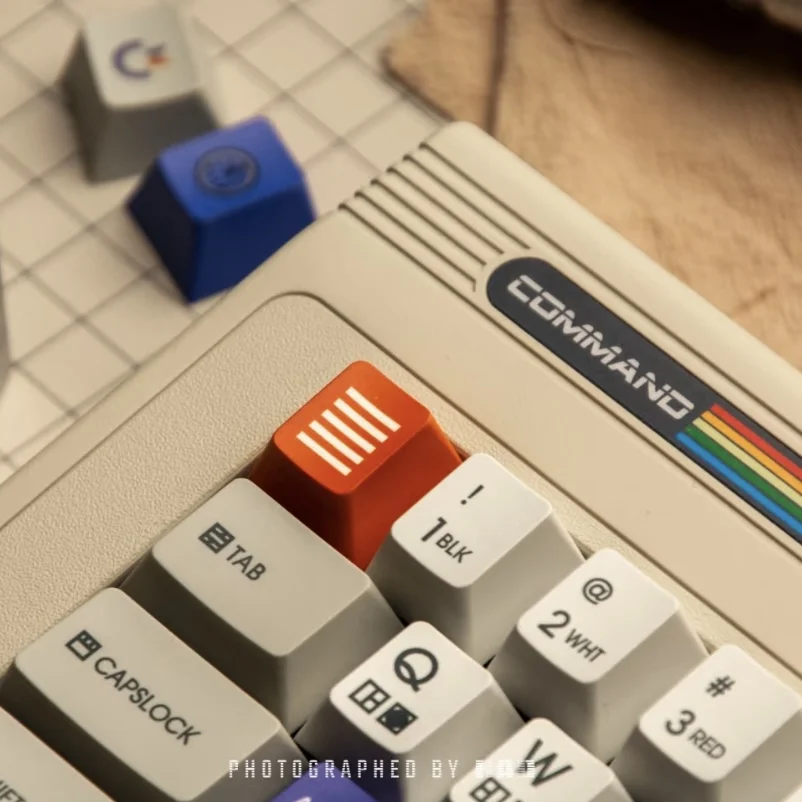 C64 Remake Theme Keycap Set 180keyPBT Custom Simple Retro Gray Keyboard Cap Cherry Profile Gaming KeyCap for Mechanical Keyboard
