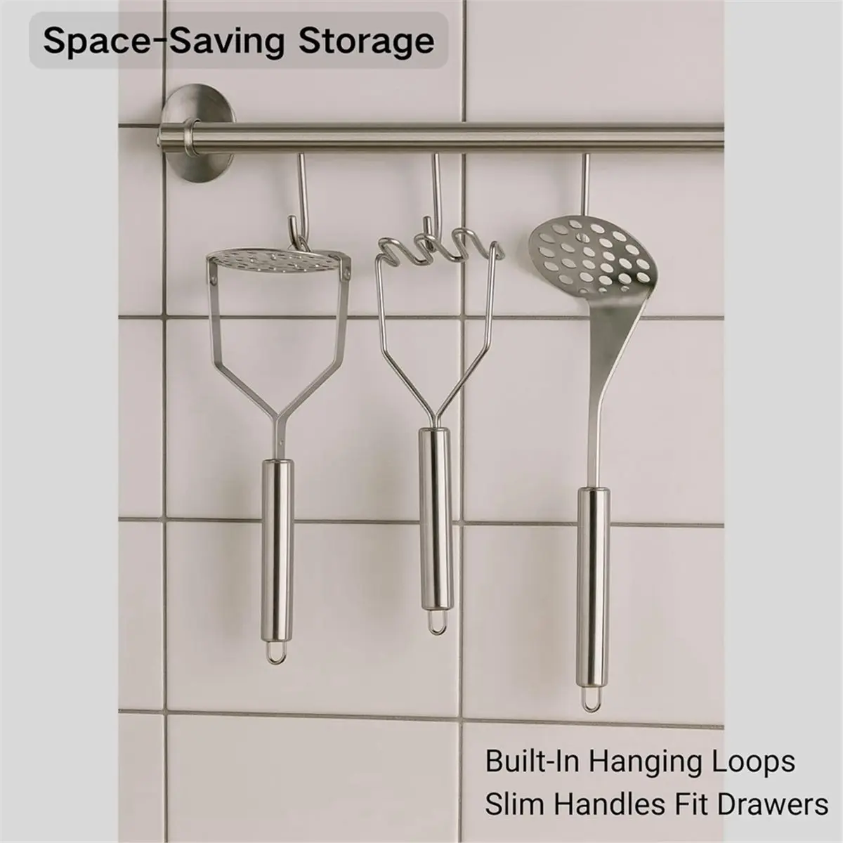 Big Discount 3 PCS Potato Masher,Bean Smasher,Food Fruit Egg Masher Metal,Masher Kitchen Tool Food Fruit Egg Masher Set