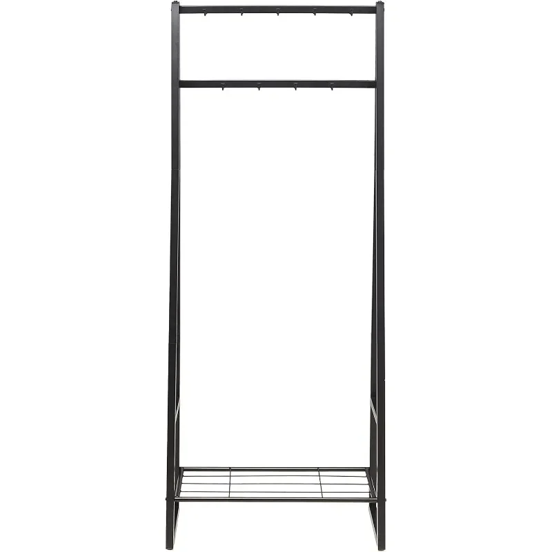 9 Hooks Coat Rack, Hallstand Entryway Shoe Bench with Metal 1-Tier Shelf, 13