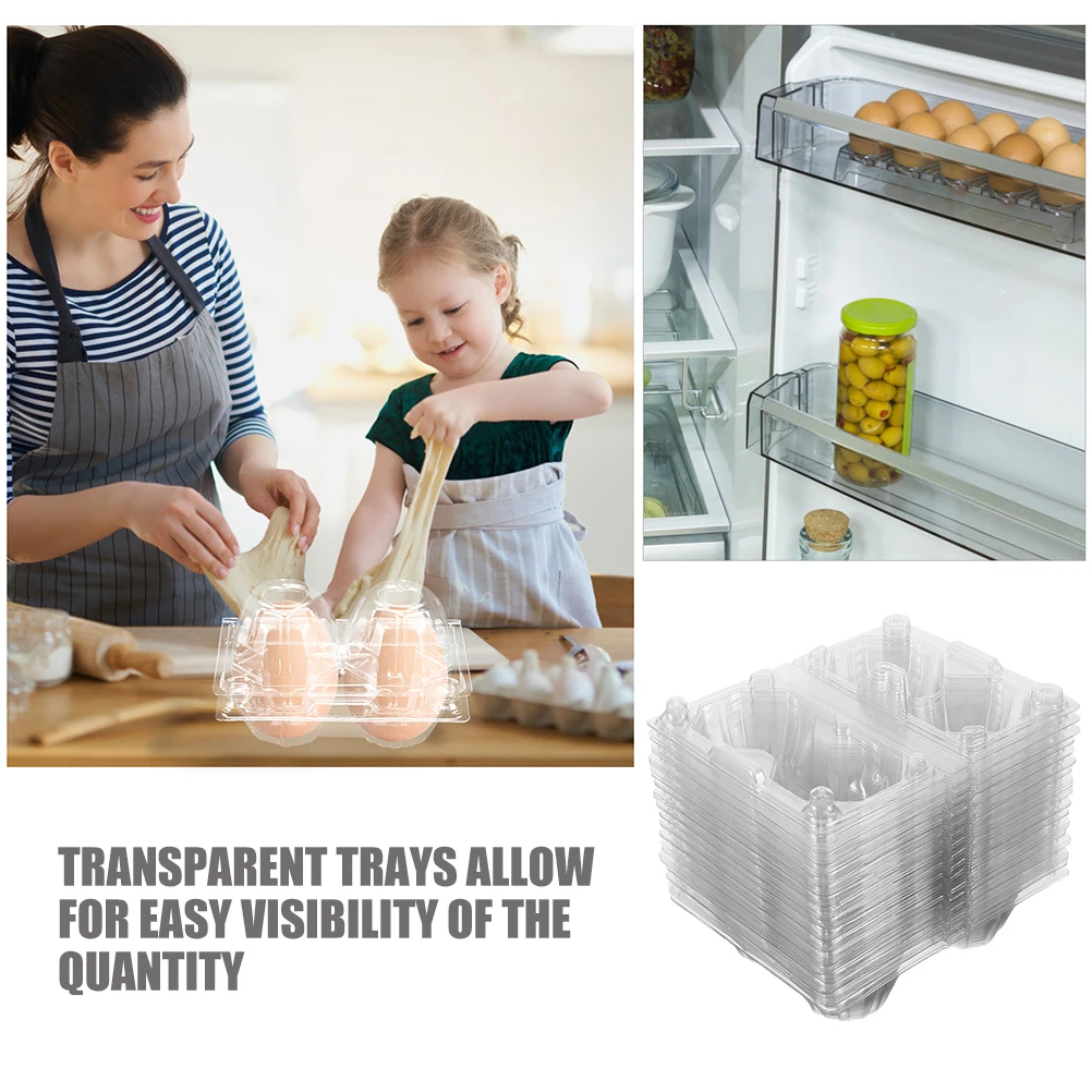 

100 Pcs Transparent Egg Carton Container Packing Box Medium Size Safe Protective Easy Visibility Chicken Eggs Storage Household