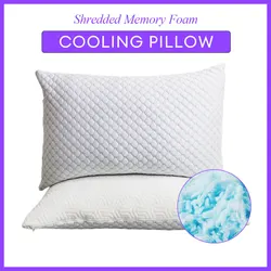 Cooling Pillow Memory Foam Pillows with Zipper Adjustable Firmness for Sleeping Cold Pillow (Two Sides Design)