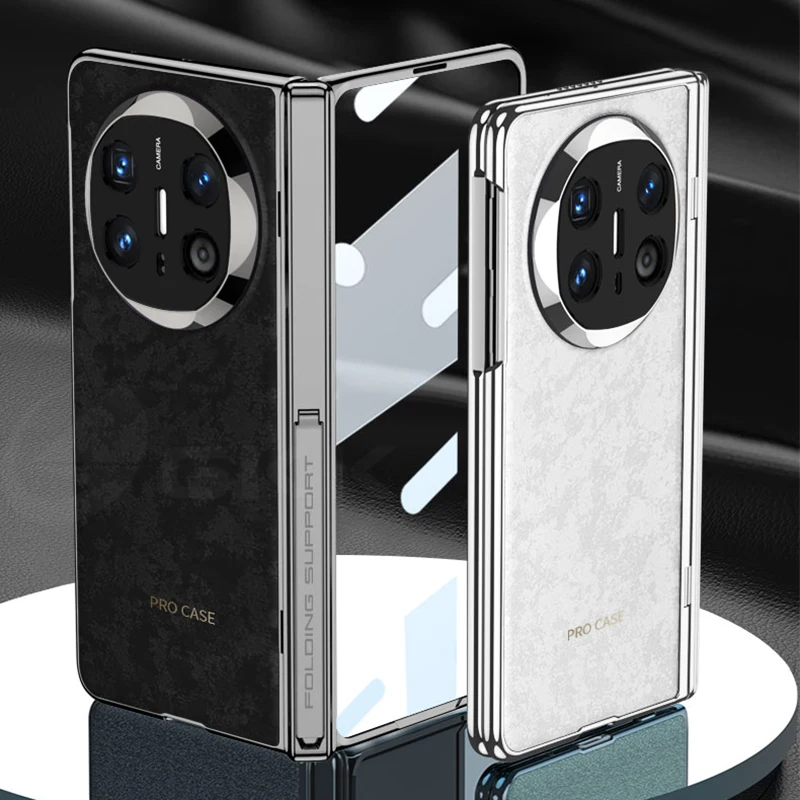 

for Huawei Mate X6 Case Magnetic Hinge Frosted Plain Leather Lens Protective Plating Cover for Huawei Mate X6