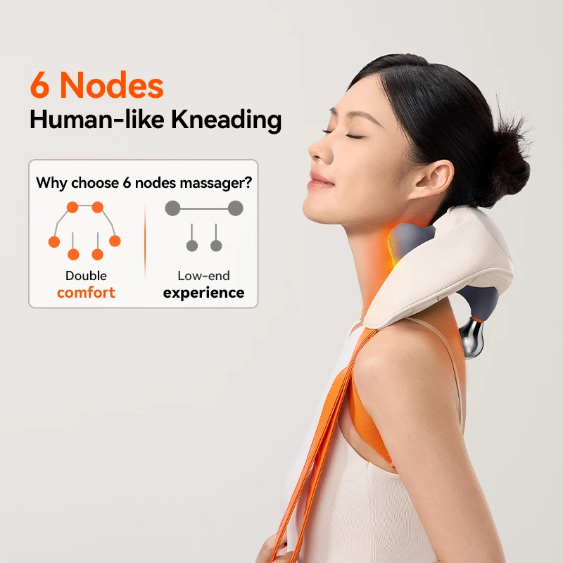 جهاز تدليك الرقبة الكهربائي للأنسجة العميقة 6D مدلك للرقبة والظهر يشبه اليدين مع حرارة لاسترخاء العضلات #4