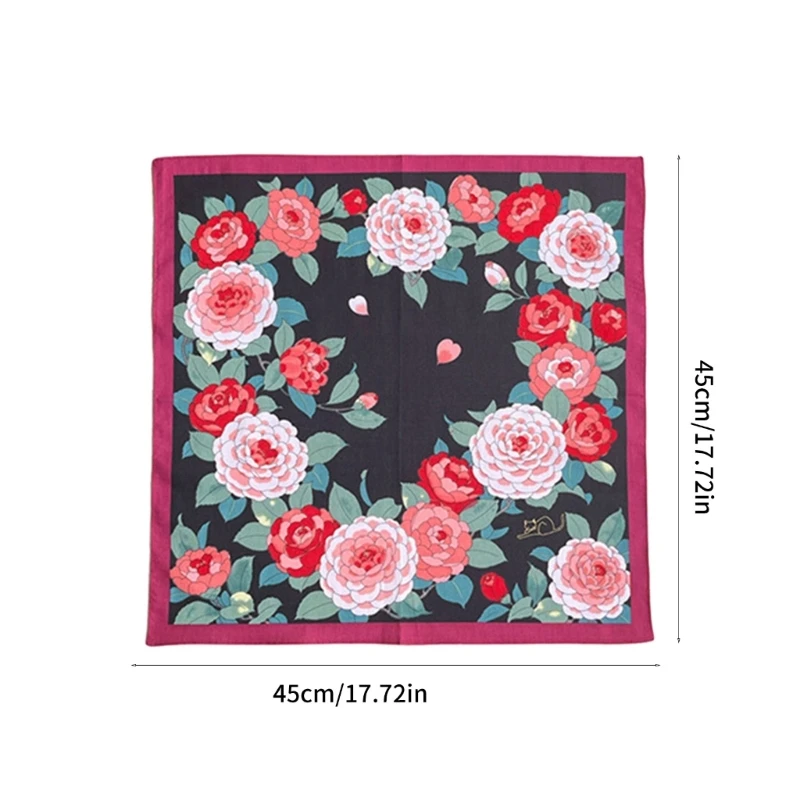 Pañuelo con estampado Floral portátil para mujer, servilleta lavable, pañuelo bolsillo 45x45cm