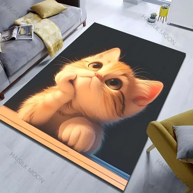 

3D HD ковер с рисунком кота в фэнтези для спальни, гостиной, прикроватный диван, напольный коврик, современный домашний декор, коврик для машинной стирки, ПОДАРОК