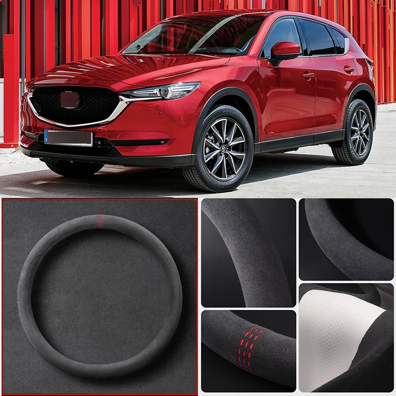 

Alcantara Anti-Slip Black Suede Leather Car Universal Steering Wheel Cover For Mazda CX-5 Car Accessories