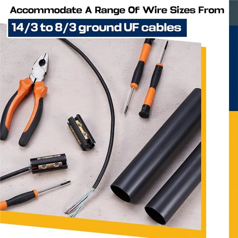 AT05-Wire Splice Kit 4-Pack For Underground Wiring, Handles 14/3 To 8/3 UF Wire, Up To 600 Volts, Includes Connectors& Shrink Tu