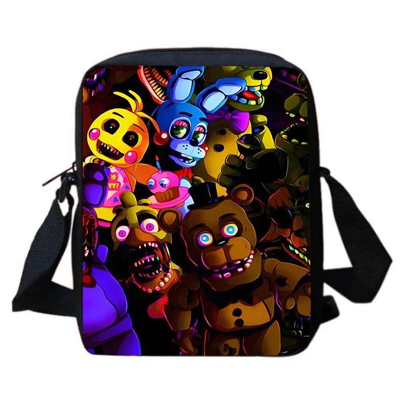 Cartoon School Bag for BoyGirl,Anime Prints F-Five N-Nights at F-Freddys Shoulder Bag,School Crossbody Bag,Kid Messenger Satchel