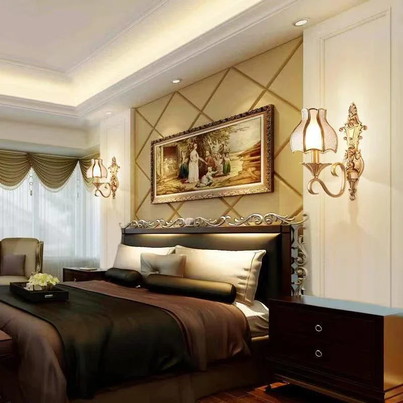 BERTH American Brass Wall Lamp Indoor Living Room Bedroom Bedside Lamp Retro villa Hotel Corridor Hallway Wall Lampl Lamp image 4