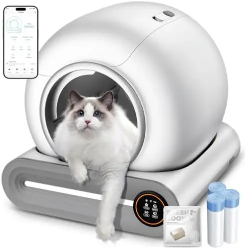 Automatic Litter Box, (2026) Multi-Function Upgrade Robot Self Cleaning Litter Box for Multiple Cats, 65L+9L Extra