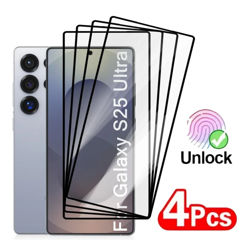 

Tempered Glass For Samsung Galaxy S25 Ultra S24 Ultra S25Plus Screen Protector S24U S25U S24+ Fingerprint Unlock Protective Film