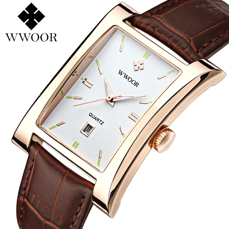 Wwoor Top Brand Luxury Wwoor Business Male Wristwatches Waterproof Mens Watches Minimalist Leather Watch Men Relogio Masculino