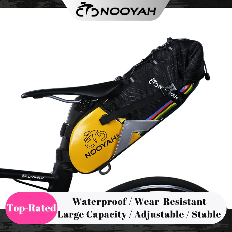 NOOYAH Bicycle Saddle Bag MTB Road Bike Bag Large Capacity Bike Accessories Waterproof Cycling Tail Bag Bicycle Used as Fender