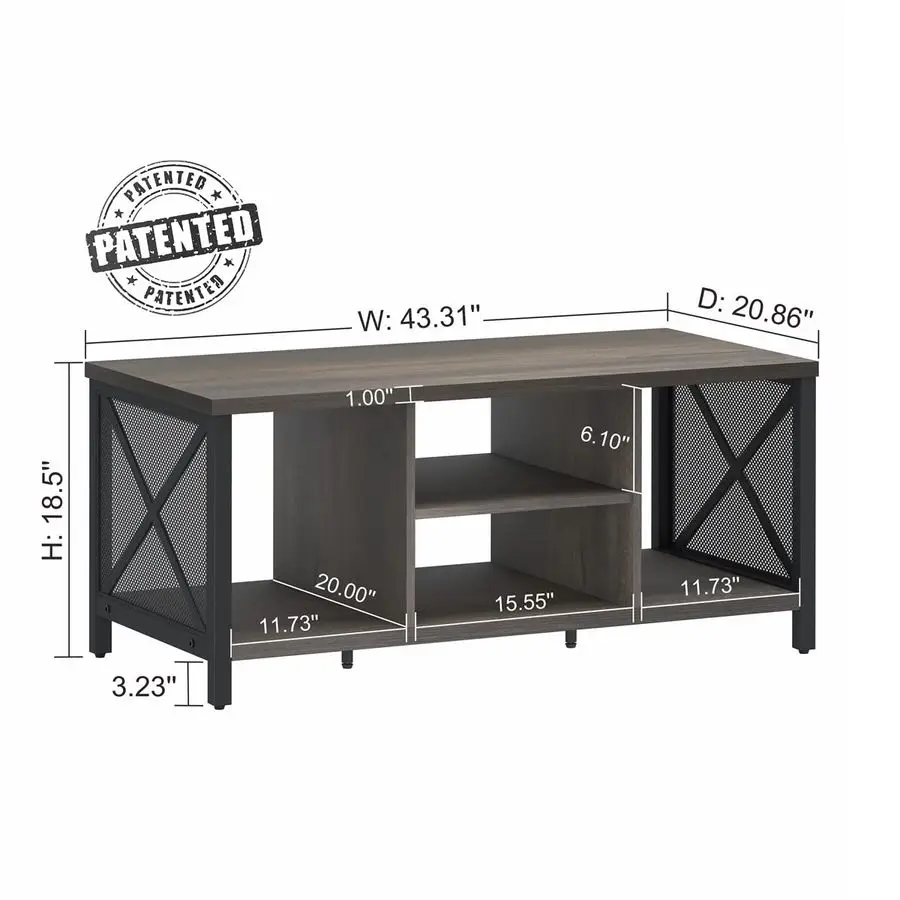 Rustic Coffee Table for Living Room, Farmhouse Dark Wood Center Table, Industrial Rectangle Cocktail Tea Tables Walnut Brown