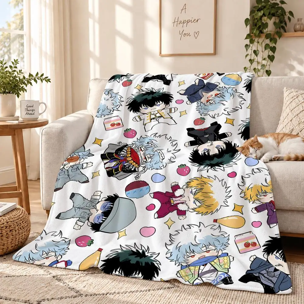 Gintama Throw 240g Lightweight Flannel Blanket, Soft Skin Throw Blanket for Sofa Bedroom