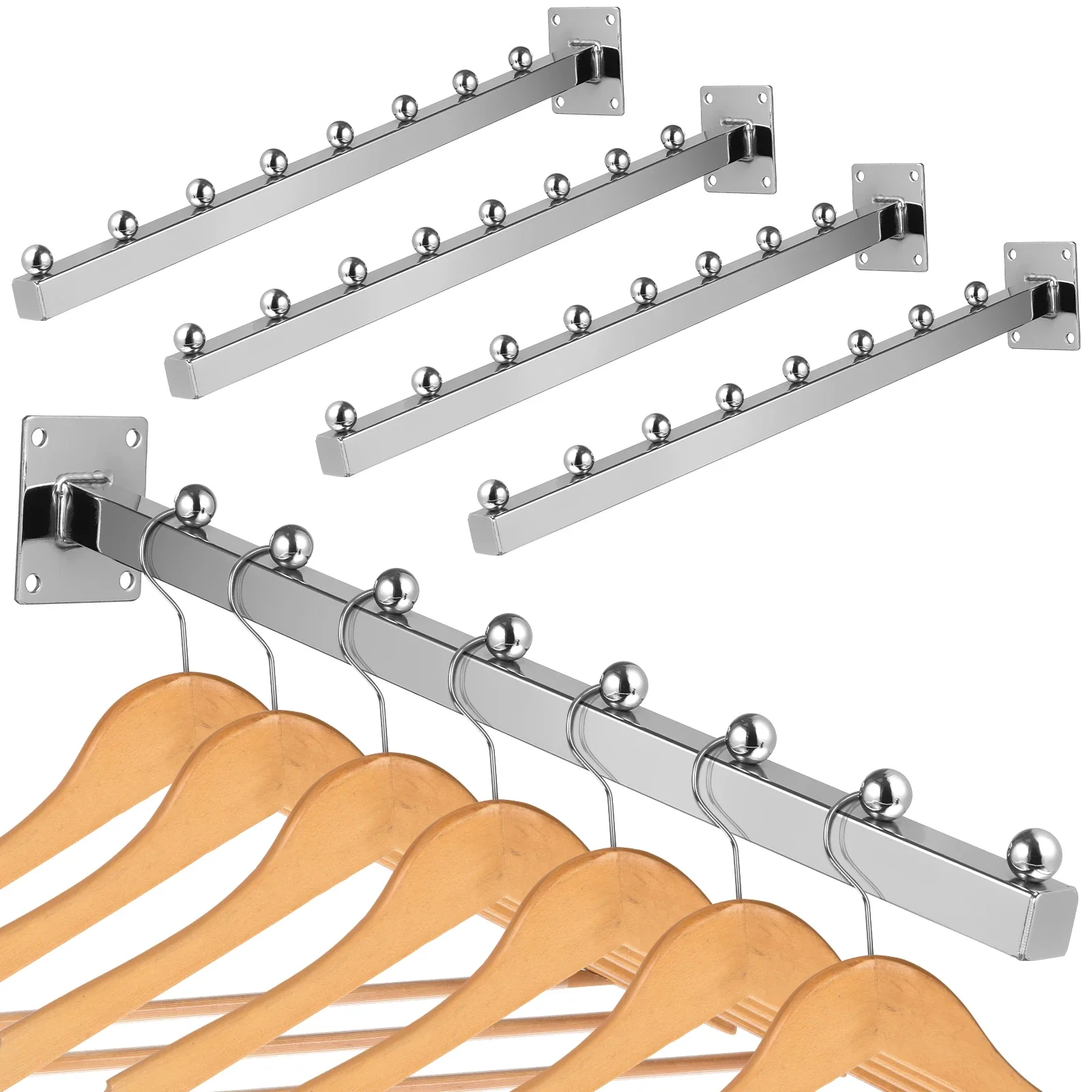 5 pcs Mounted Rack Elegant Space-Saving Beaded Design Laundry Room Organization Clothes Hanger Coat Hanger Wall Wall Clothes Rod