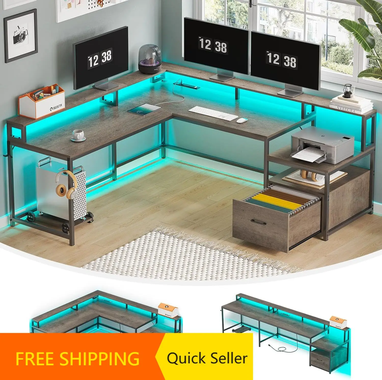 L Shaped Desk, 66" …