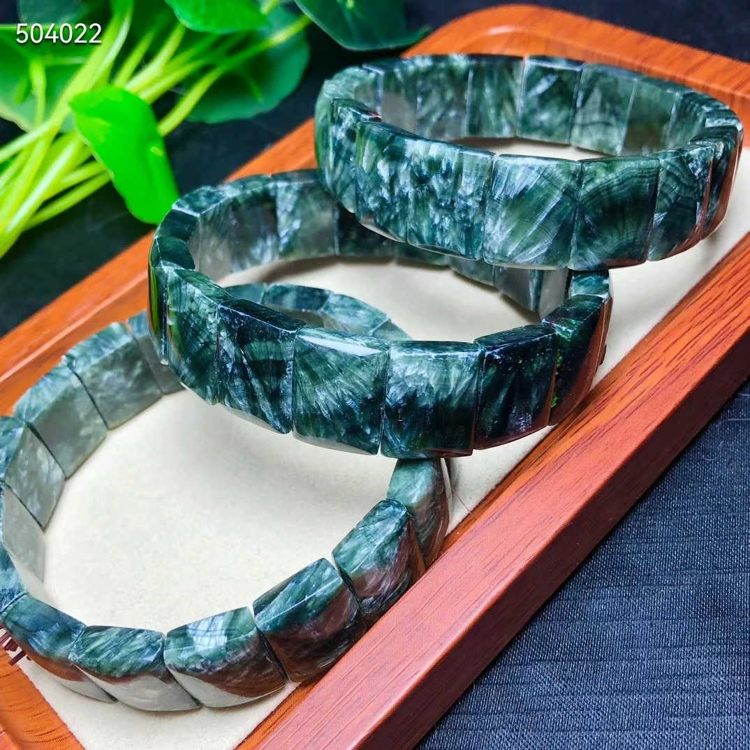 Natural Green Seraphinite Rectangle Beads Bracelet 12*15mm Gemstone Seraphinite Beads Fashion Jewelry AAAAAA