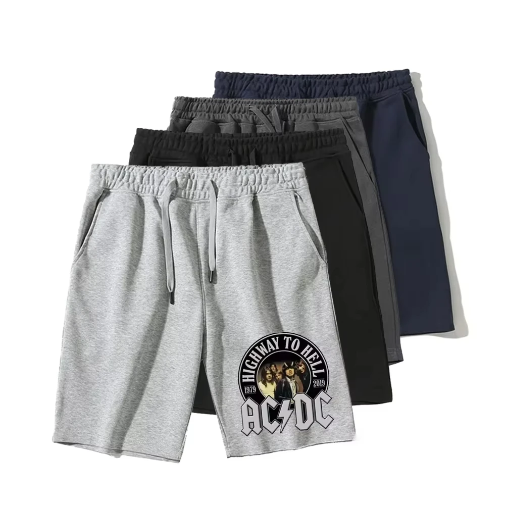 

Men's Shorts Ac Rock Band Print Summer Women's Hot-selling Casual Cotton Sports Pants Running Comfortable Beach Gym Shorts MOTO