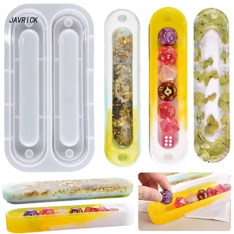 Molde de silicona para almacenamiento de dados, soporte organizador de dados de resina, caja de dados DND, molde de epoxi de cristal para decoración del hogar DIY