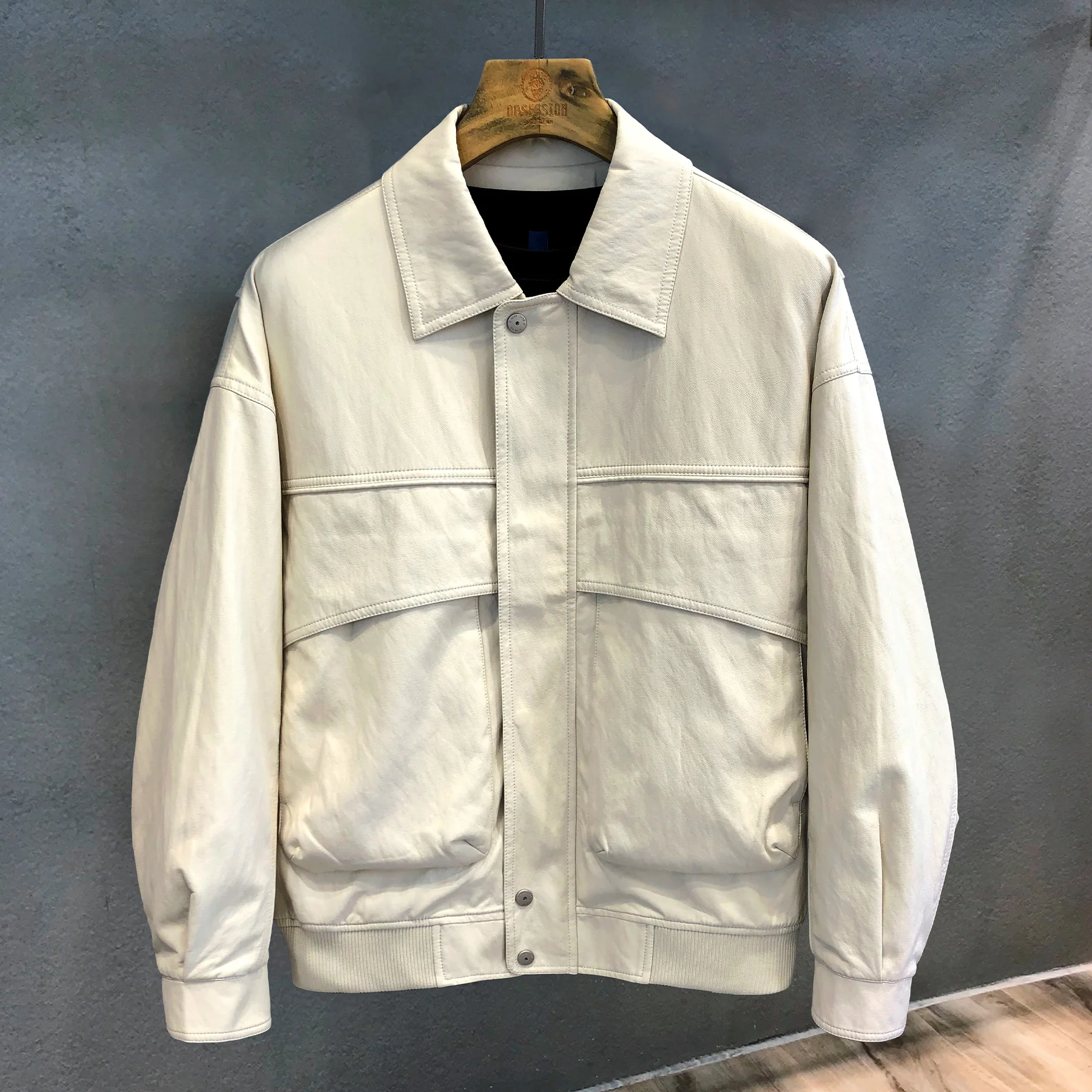 

Low-CC мотоциклетная однотонная ретро-куртка Napa Grain Bad-Boy шикарная кожаная куртка для мужчин, осеннее новое стильное кожаное пальто свободного покроя