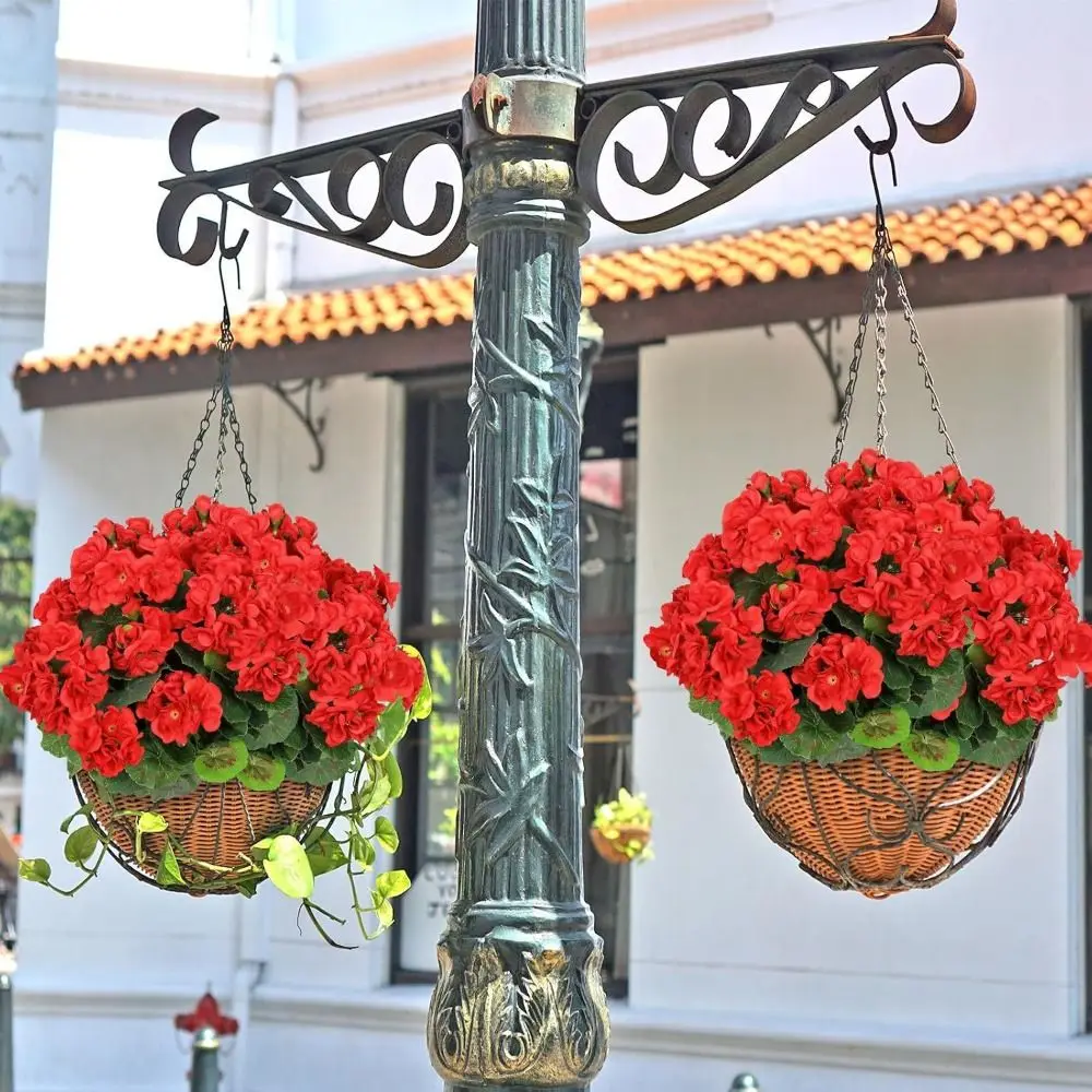 Flores Artificiales de Geranio con Diseño de 5 Cabezas, Resistentes a los Rayos UV, Decoración DIY, Flores de Geranio de Seda con Apariencia de Flor de Manzano