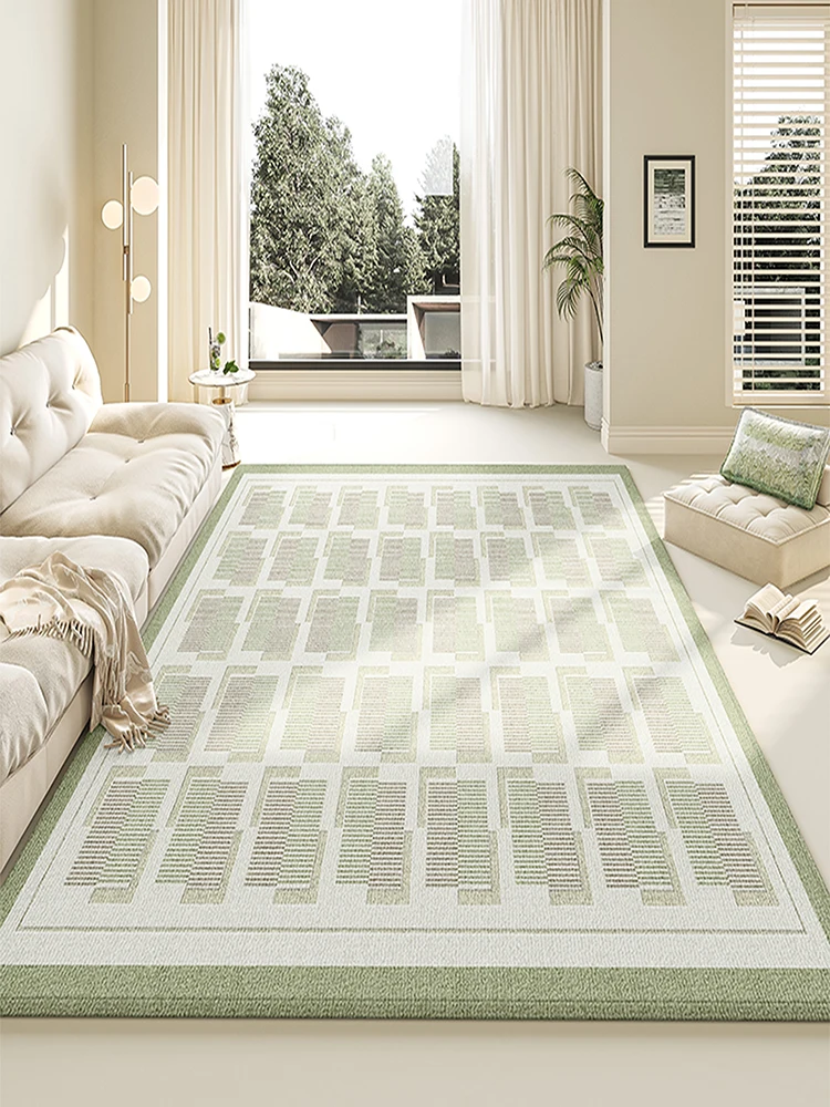 

Mint Green Geometric Carpets Creative Plaid Decorative Rug Living Room Bedroom Easy Clean Carpet Artistic Grid Design Rugs Tapis