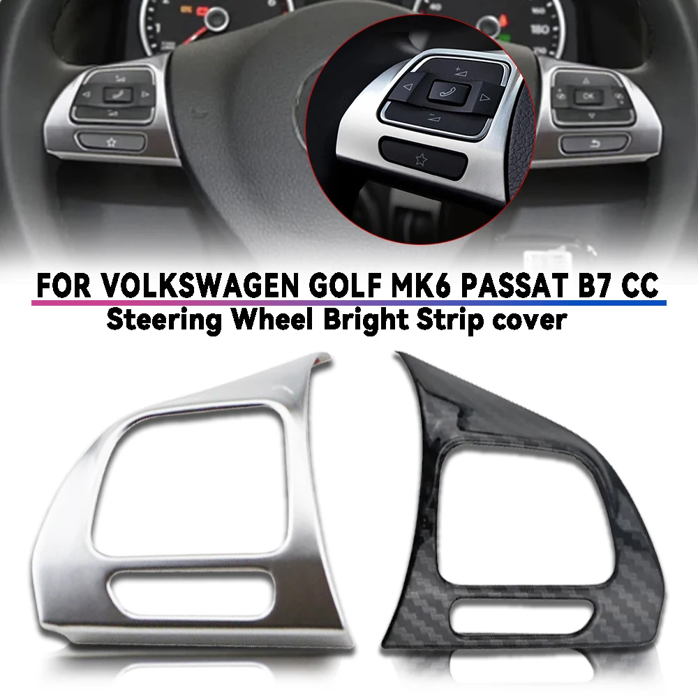 Abs Silver Carbon Fiber For Volkswagen Golf Mk6 Passat B7 CC Car Steering Wheel Bright Strip Car Accessorie Interior Decorate