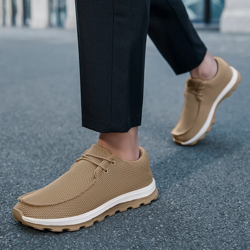 Men Casual Vulcanized Shoes Breathable Slip On Flats Loafers Male Canvas Soft Sole and Wear-resistant Outdoor Footwear Shoe