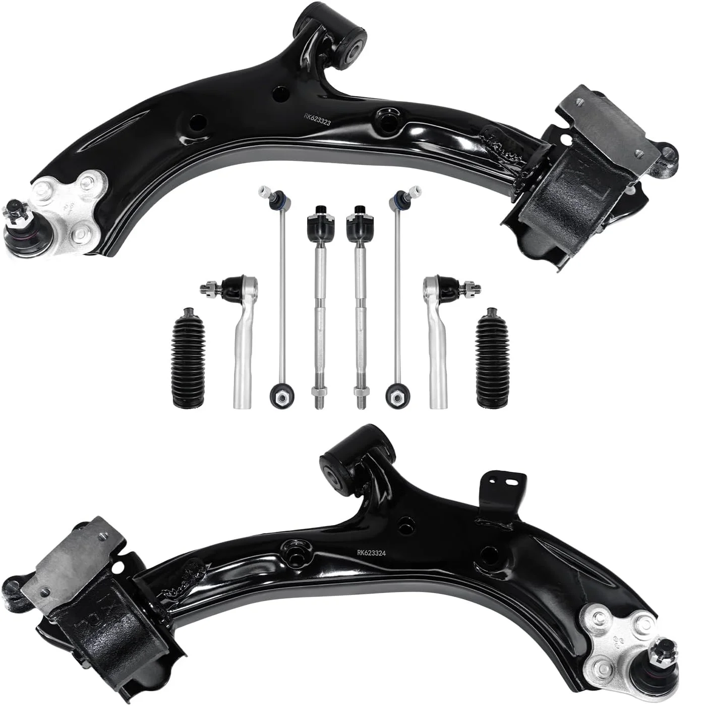 Front Left Right Lower Control Arm w/Ball Joints Sway Bar Link Tie Rod Boot Set For Acura RDX 2007 2008 2009 2010-2012