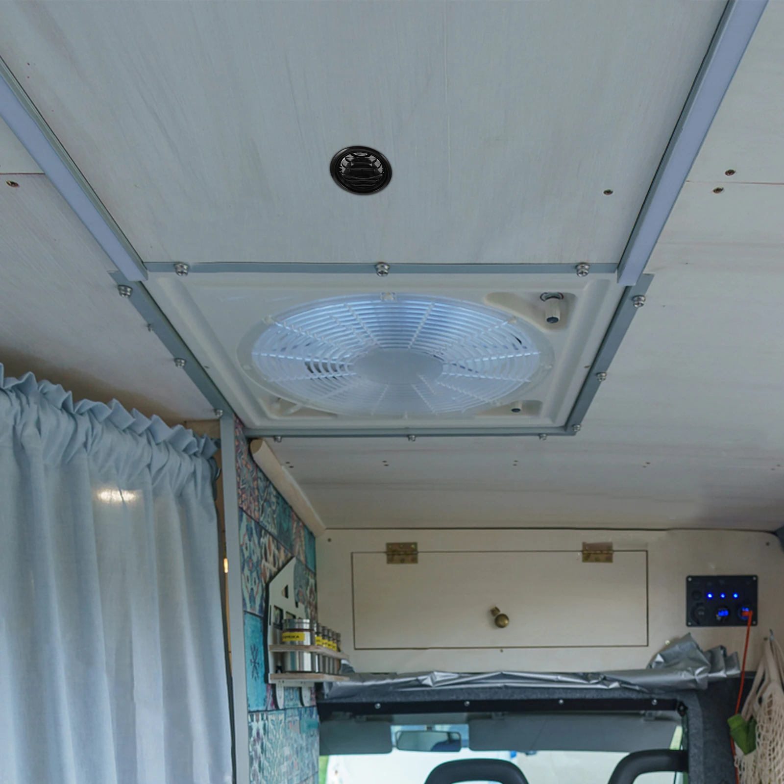 

Black Round RV Air Conditioning Degree Vent Car Interior Aesthetic Yacht Grill Decorative Automobile Panel For Rv