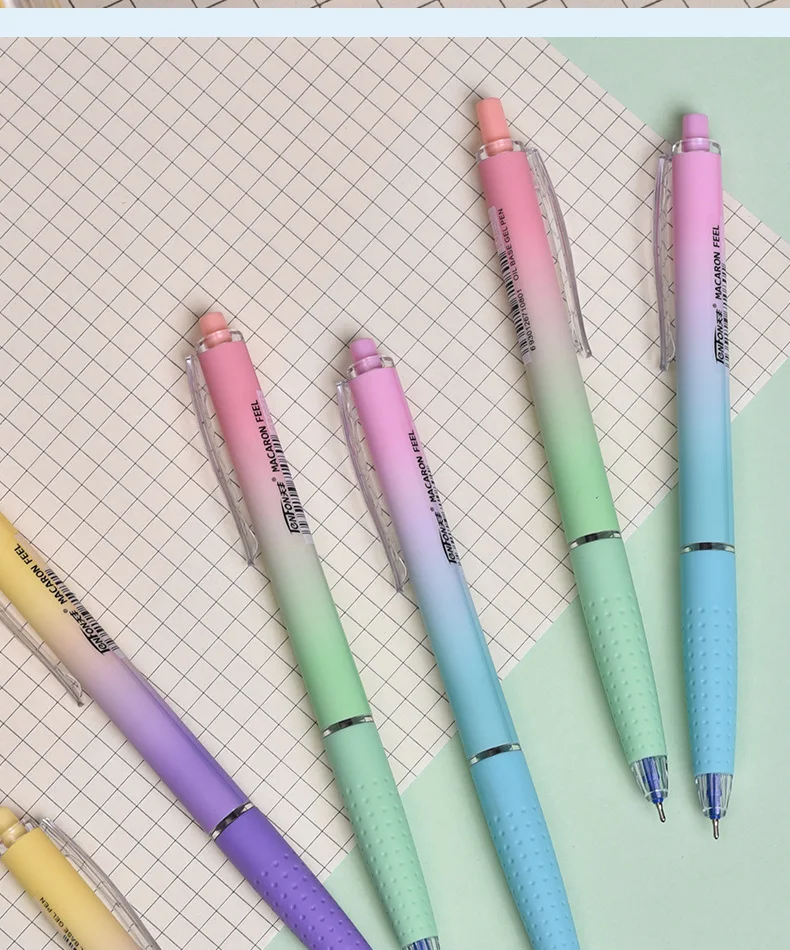 5Pcs Macaron Gradient Retractable Gel Pen Set 0.7mm Fine Point Soft TPR Grip Oil-Based Ink for Smooth Writing Student & Office U