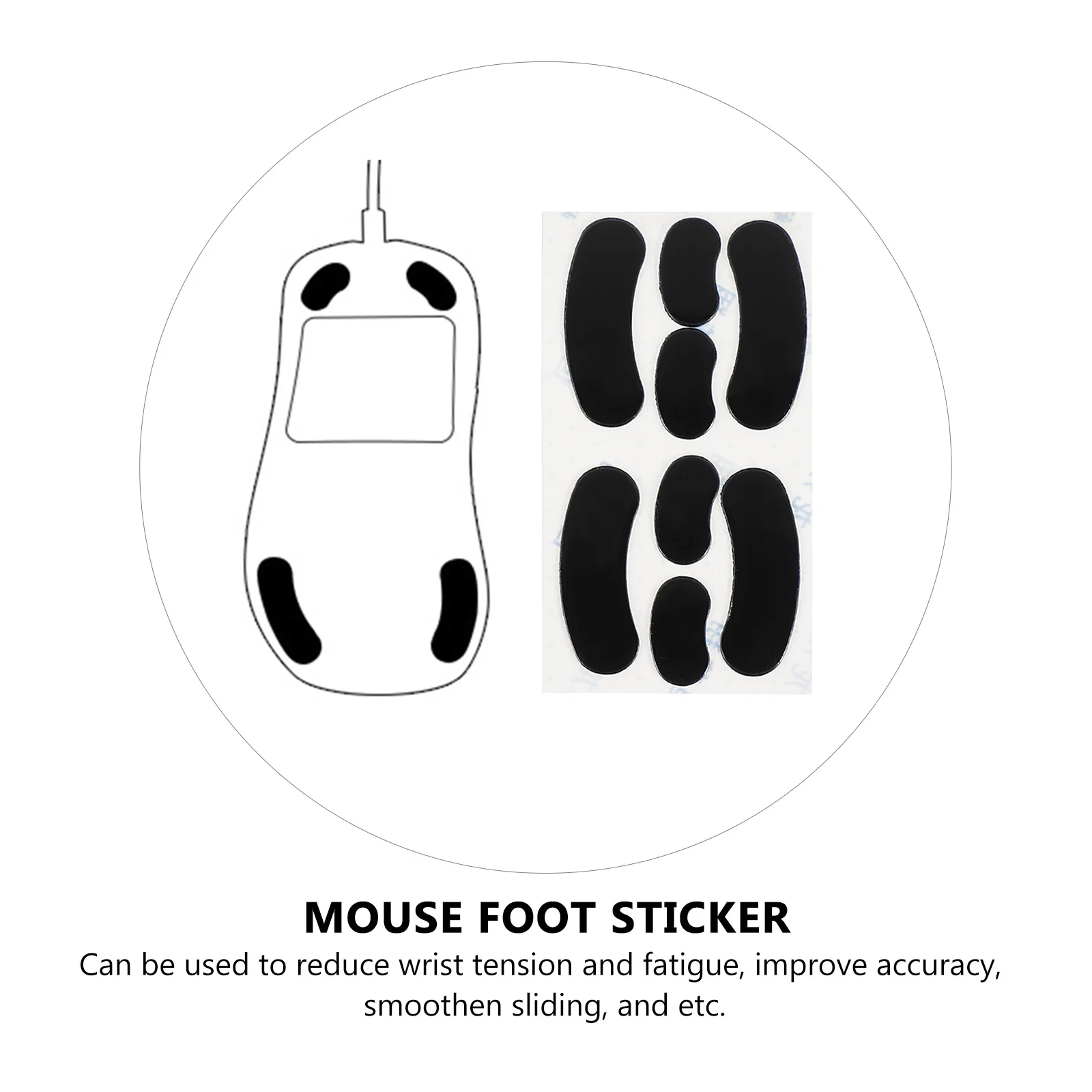 

2 Sets Mouse Foot Stickers Gaming Feet Replacement Skate for Computer Matte Black Silicone Mice Silica Gel Skates Accessory