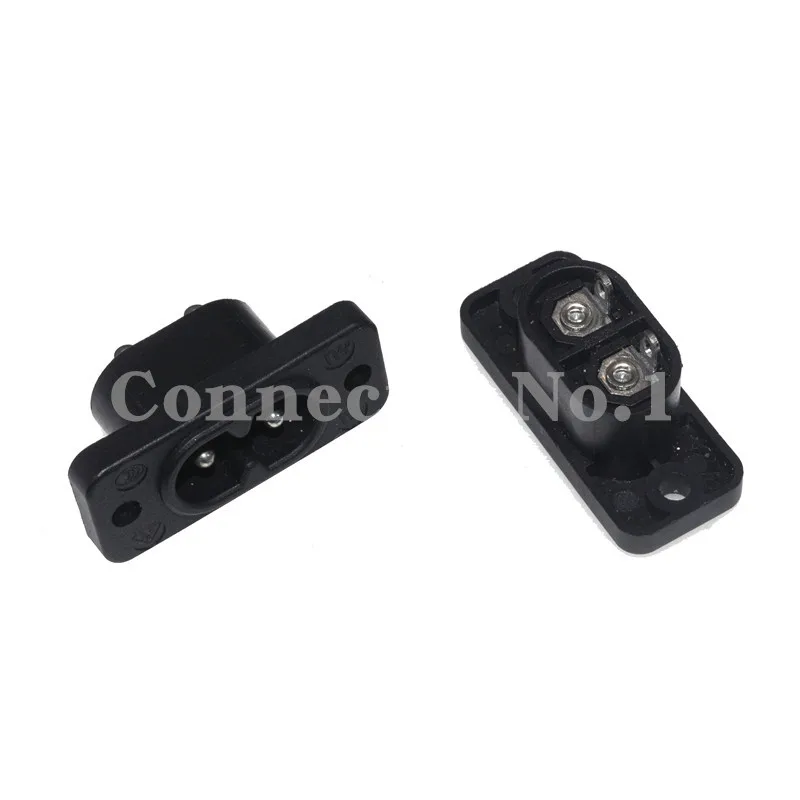 5Pcs AC power socket with 8-shaped design, two 2-hole weldable, ear screw hole, two core all copper appliance