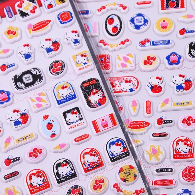 1 pçs olá kitty delicioso 3d adesivo em relevo bonito à prova dwaterproof água diy caso de telefone copo água adesivo decorativo estudante presente