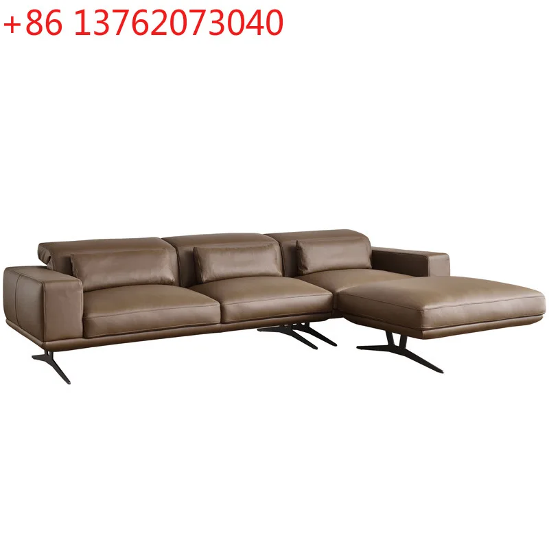 

Italian headrest adjustable functional sofa, antique high backrest in the living room, straight row suspended sofa