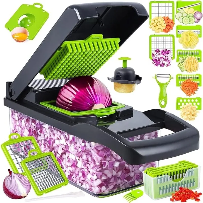 16 in 1 Multifunctional Vegetable Chopper Onion Chopper Handle Food Grate Food Chopper Kitchen Vegetable Slicer Dicer Cut Tools