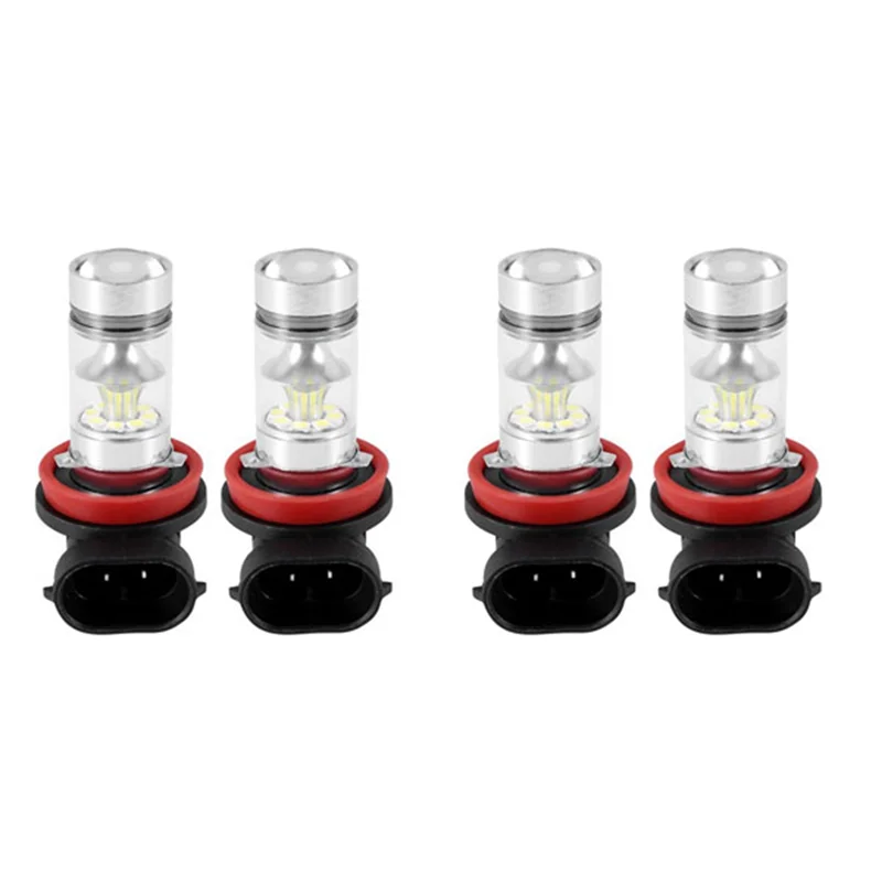 4X H8 H9 H11 H16 6000K White 100W High Power LED Fog Light Driving Bulb DRL