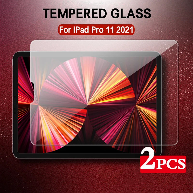 Protector de pantalla para iPad Pro, antiarañazos película protectora de vidrio templado transparente, 2 piezas, 11 pulgadas, 2021, 3rd Gen, A2301, A2459, A2460, 11 pulgadas