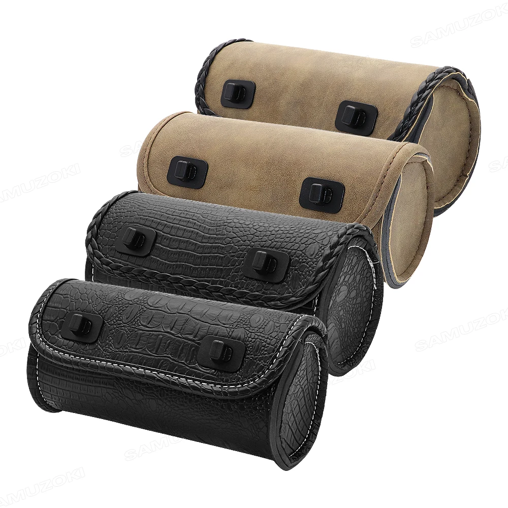 Motorcycle-Specific Side-Mounted PU Leather Luggage Saddle Bag Storage Tool Bag Front Fork Bag