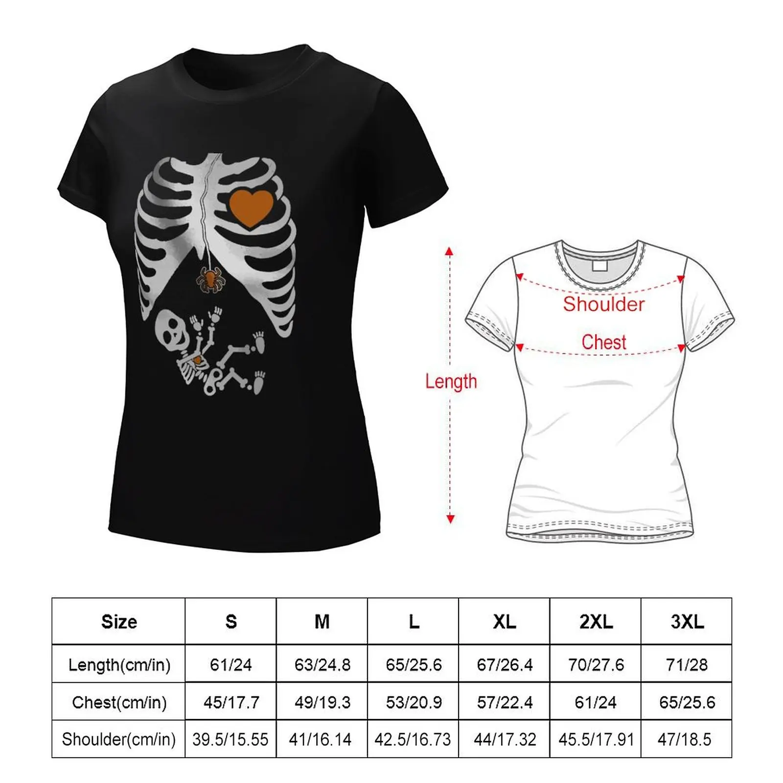 Halloween - Pregnant Skeleton Xray Costume Women T-shirt Blouse female cropped t shirts for Women